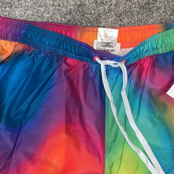New Calvin Klein Pride Rainbow Tie dye print lined mesh men’s Swim Shorts L - Picture 5 of 9